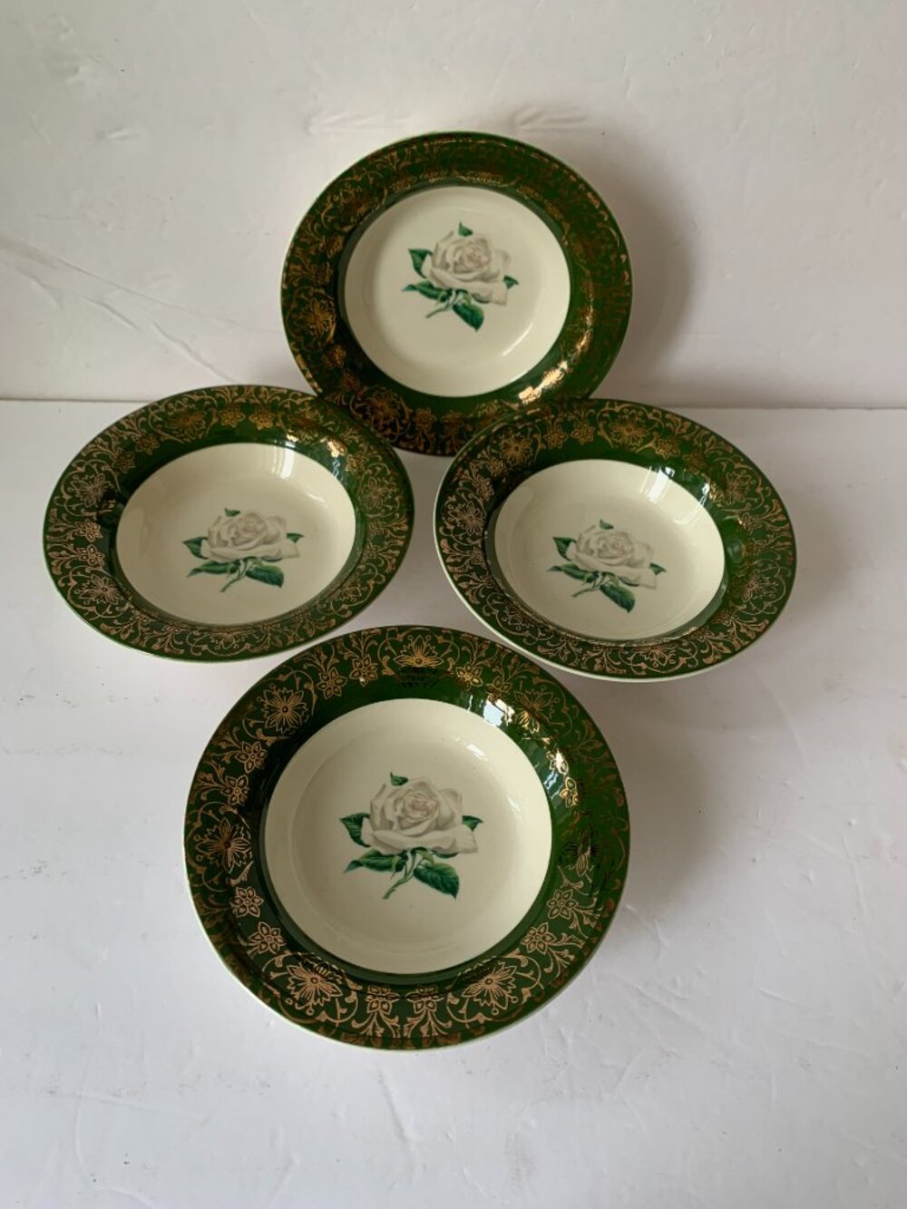 4 Vintage American Limoges Triumph Chateau Rose Vegetable/Fruit Bowls 5.5"